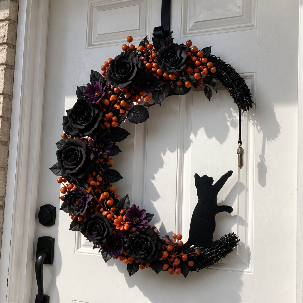 Goth Cat Wreath