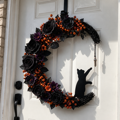 Goth Cat Wreath